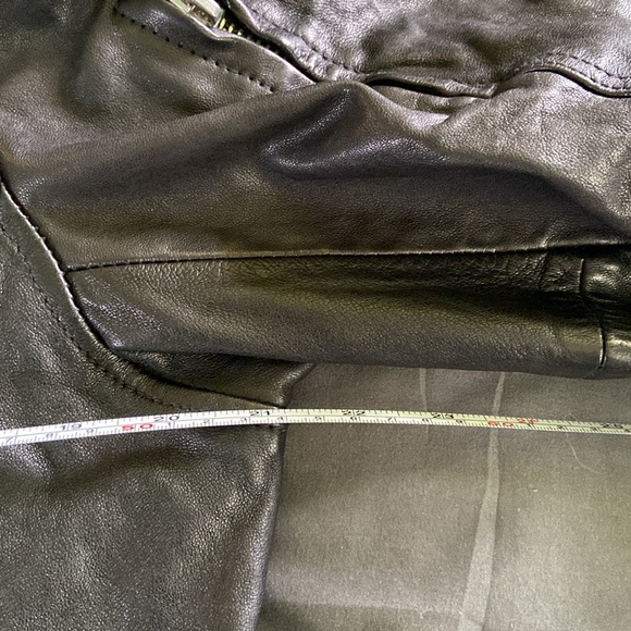 All Saints black leather jacket, slim fit, size large - Picture 14 of 16